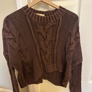 We The Free Chocolate Cable Knit Sweater